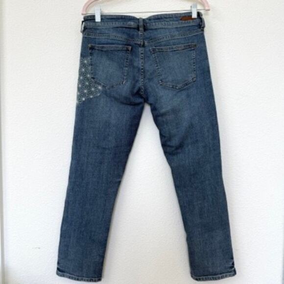 PILCRO Patchwork Embroidered Straight Leg Jeans Mid Rise Boho Indie Women 30 - Picture 4 of 6